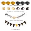 60th Birthday Decoration Kit, Happy 60th Birthday Banner Bunting Swirls Streamers, Triangle Flag Banner for Birthday Party Decorations Supplies Black and Gold 60th view 2