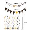 60th Birthday Decoration Kit, Happy 60th Birthday Banner Bunting Swirls Streamers, Triangle Flag Banner for Birthday Party Decorations Supplies Black and Gold 60th view 3