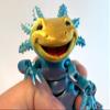 Axolotl Articulated 3D Printed Fidget Toy Design by MatMire Makes (Medium, Big Smile, Gray) view 3