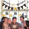 21st Birthday Decoration Kit - Happy 21st Banner Bunting Swirls Streamers, Triangle Flag Banner for Party Decorations - Black and Gold view 4