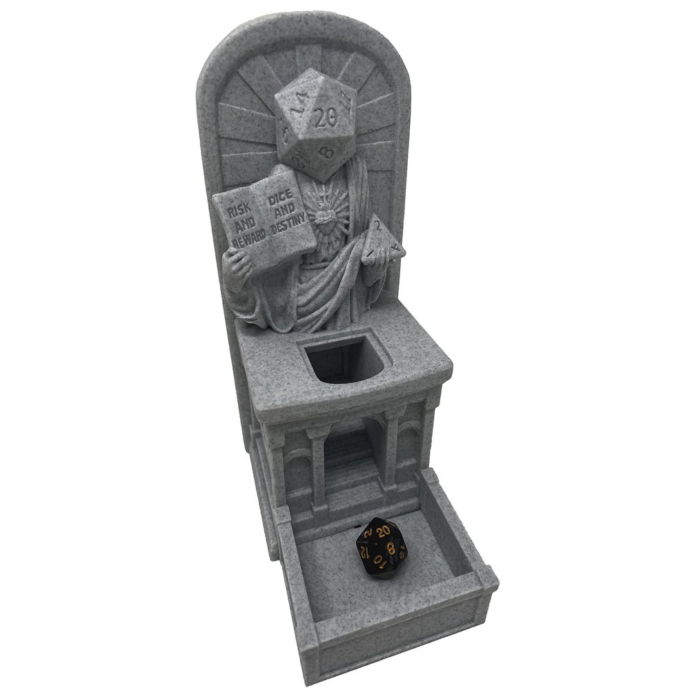 MunnyGrubbers - RNGesus - (Random 7PCS D20 Dice Set Included) - No Paint Odorless Plastic - Tabletop Roleplaying Game - Dice Roller - Dungeons and Dragons - DND - D&D - (Marble)