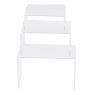3Pcs Display Risers,Clear Acrylic Doll Display Rack,3 Tiered Stackable Toy Figure Riser Shelf Holder Cupcake Display Stand,for Figures, Toys, Dolls, Makeup, Jewelry