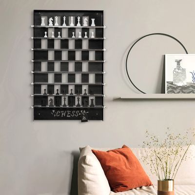Archtwain Vertical Chess Set, Wall Hanging Game Board