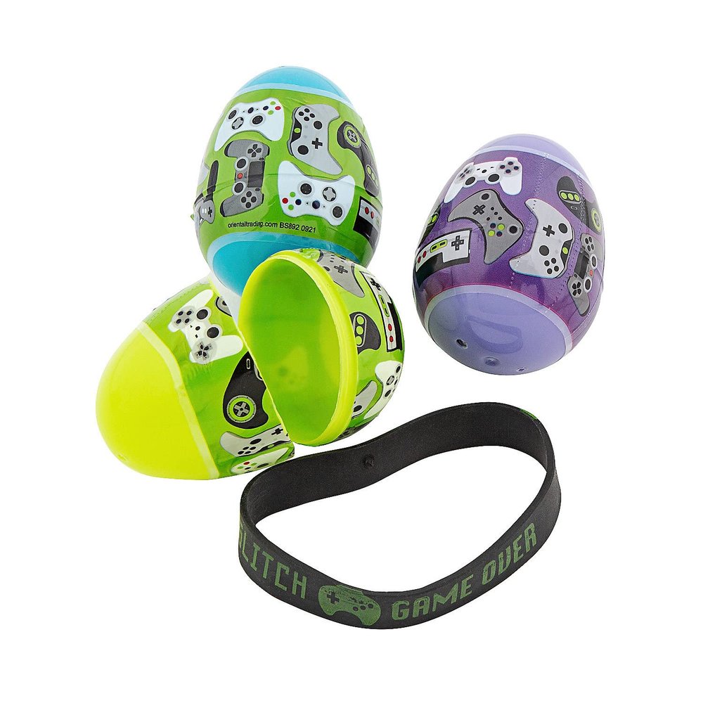 Fun Express 2 1/4" Gamer Bracelet-Filled Plastic Easter Eggs 12 Pieces