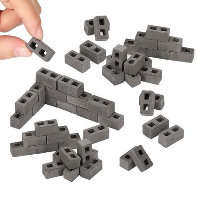 KVSERT 60 Packs Cinder Blocks 1/12 Scale Mini Bricks Concrete Miniature Bricks Landscaping Accessories
