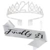 Finally 21 '21st Birthday' Rhinestone Tiara & Sash Set - Silver Party Supplies view 1