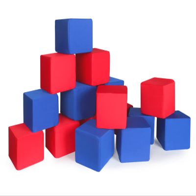 UHAPPYEE Toddler Foam Blocks, 16 PCS 5.5 inch Colourful Foam Soft Cubes for Kids, Stacking Block Sets Building Blocks Throwing ToysBlue and Red