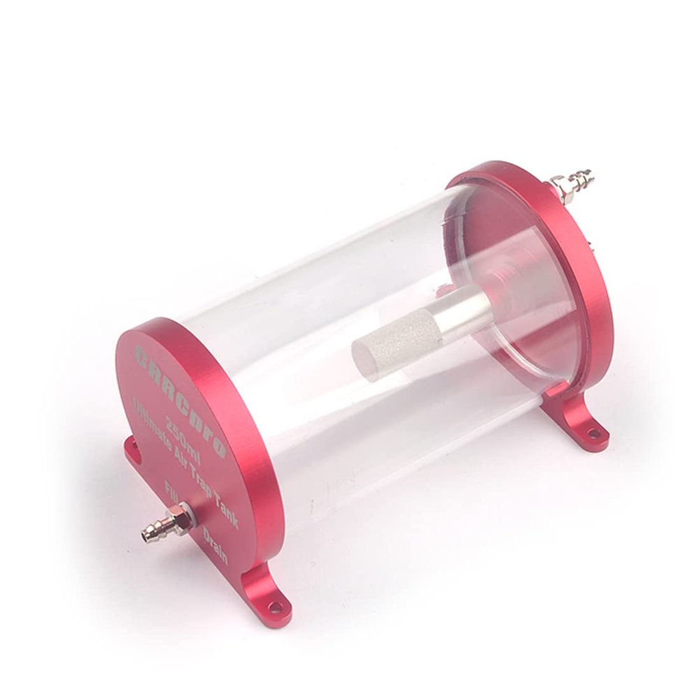 HAPPYMODEL CRRCPRO Fuel Tank Anti-Bubble 125ml/250ml CNC Transparent for Turbojet RC Jet Aircraft (Red,250ml)