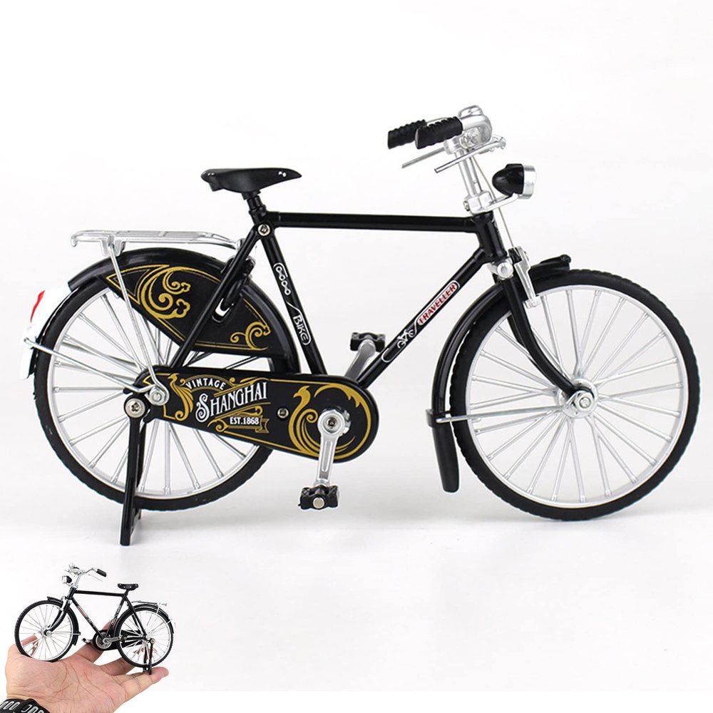 Japelessor DIY Bicycle Scale Kit - 1:10 Simulation Alloy Bike Model, Mini Retro Style Classical Bike (A)