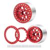 RCLIONS 2.2" Beadlock Wheels 35mm RC Car Aluminum Rims for AXIAL Wraith RR10 TRX4 1/10th RC Crawler Truck Car (Red) view 3