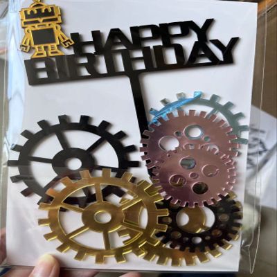 Robot theme Cake Topper, machine gears Cake Topper Party The guitar fo Kids Party Birthday Cake Decoration Supplies