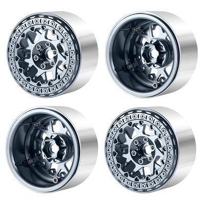 RCLIONS 2.2" Beadlock Wheels 35mm RC Car Aluminum Rims for AXIAL Wraith RR10 TRX4 1/10th RC Crawler Truck Car (Titanium)