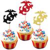 24 Pack Military Themed Cupcake Toppers Navy Bound Cupcake Picks Navy Bound Themed Cupcake Decorations Welcome Ceremony Army Birthday Party Cake Decorations Supplies Red Gold Black view 1