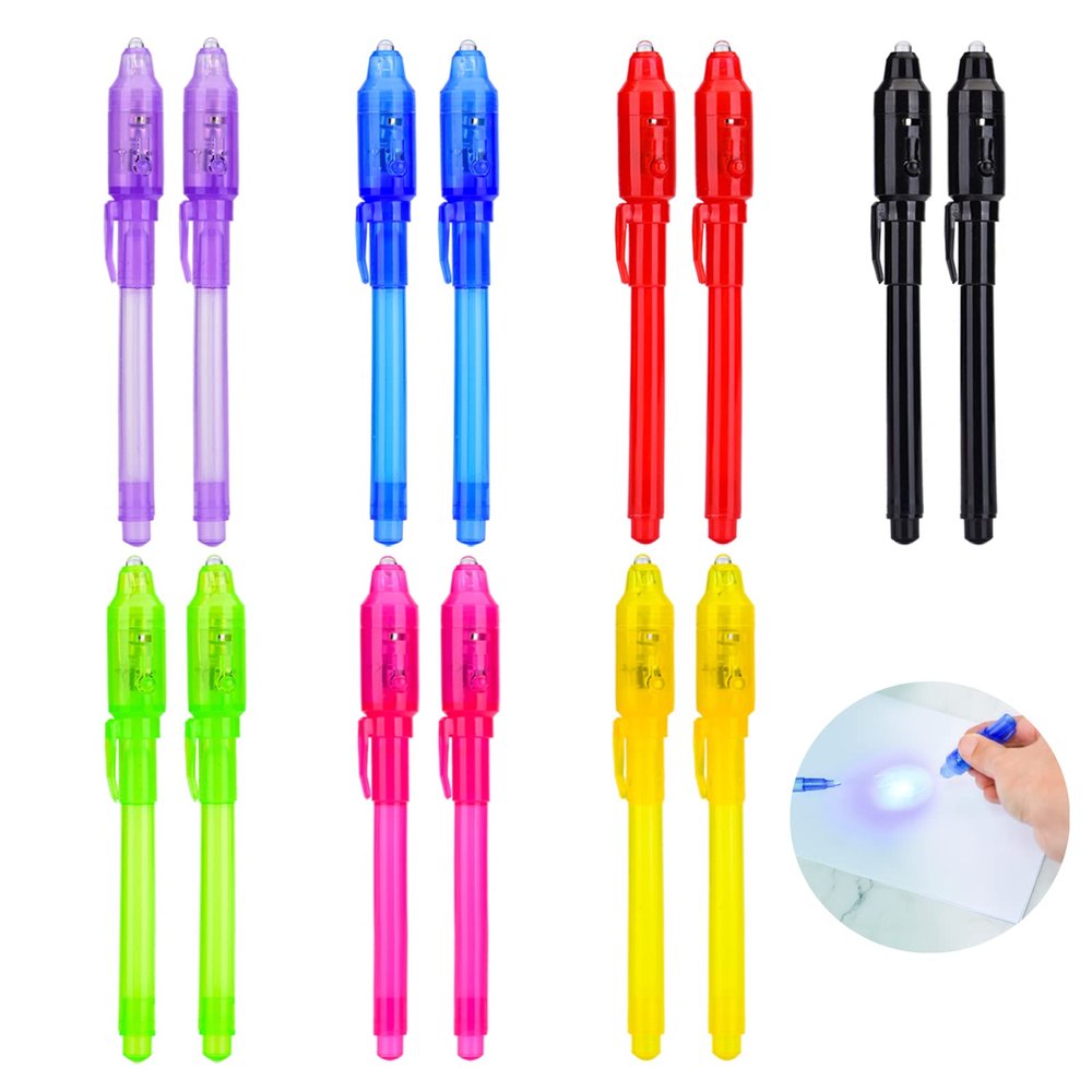 CAILINK Invisible Ink Pens 14 Pcs - Spy Pen With UV Light - Invisible Disappearing Ink for Secret Messages & Stocking Stuffers