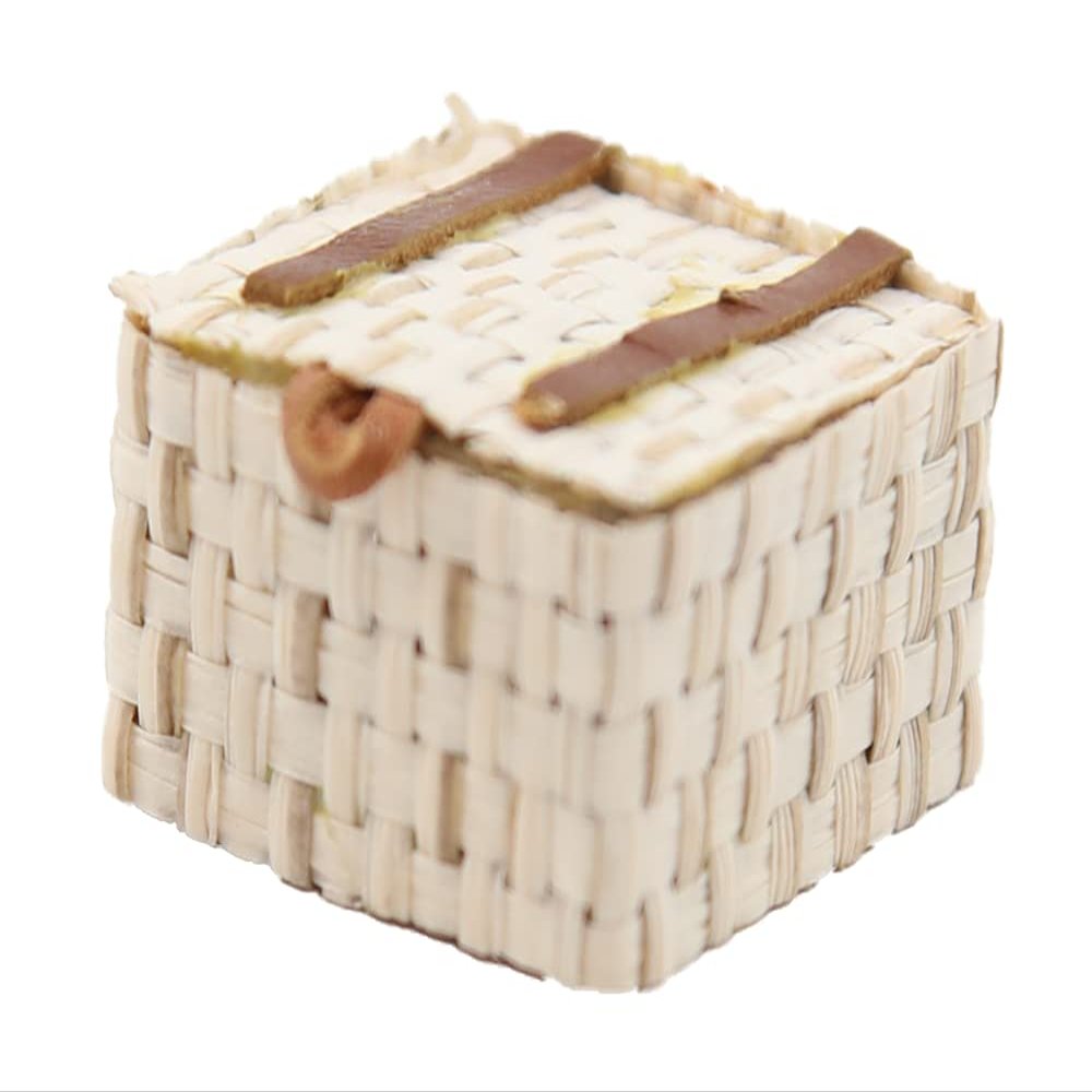 Melody Jane Dolls Houses Dollhouse Pioneer Straw Woven Basket Square Storage Box Bedroom Accessory
