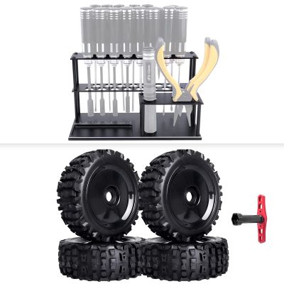 1/8 RC Buggy Tires and 17mm Hex Wheels Preglued & RC Screwdriver Organizer for Arrma Typhon 3S 6S Senton 6S
