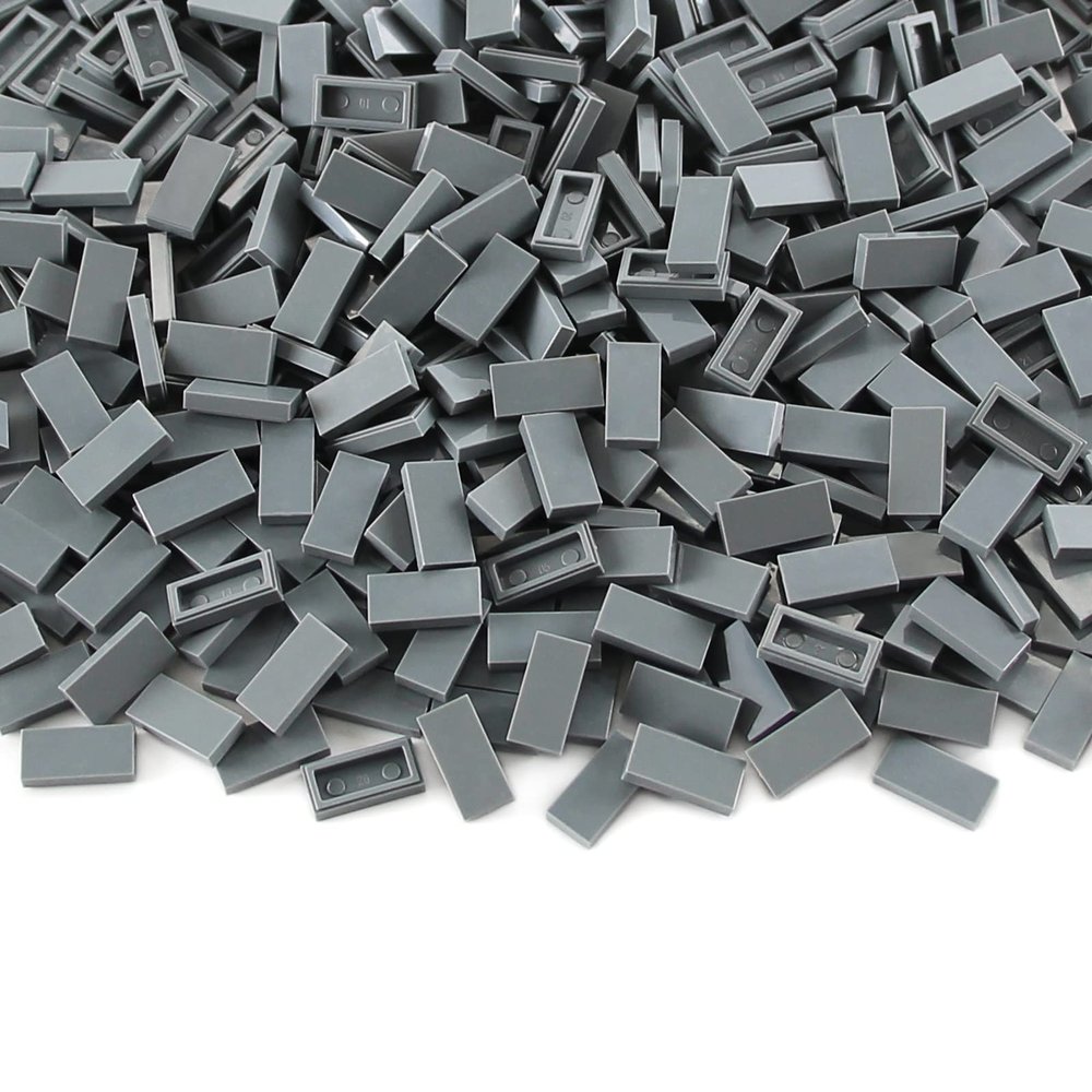 Dark Bluish Gray 12 Tile 700 Parts and Pieces Flat MOC Bricks, Bulk Building Blocks for Smooth Surface Wall Floor, Toy Accessories Compatible with Major Brands