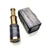 6" Brass Telescope Pirate Spyglass Collapsible Hand Telescope with Lather Box Navigation Gift view 1