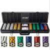 ARTGAME 14 Gram Clay Poker Chip Set for Texas Holdem, 500 Pcs Casino Style Chips, with K-Type Aluminum Case and Dealer Buttons. view 1