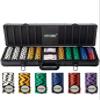 ARTGAME 14 Gram Clay Poker Chip Set for Texas Holdem, 500Pcs Casino Style Chips, with K-Type Aluminum Case and Dealer Buttons. view 1