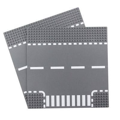 Feleph Classic Road T-Junction Base Plates, City Street Building Kit, 25 x 25 cm Town Baseplate for Building Bricks Compatible with All Major Brands (T-Junction 2) Pieces