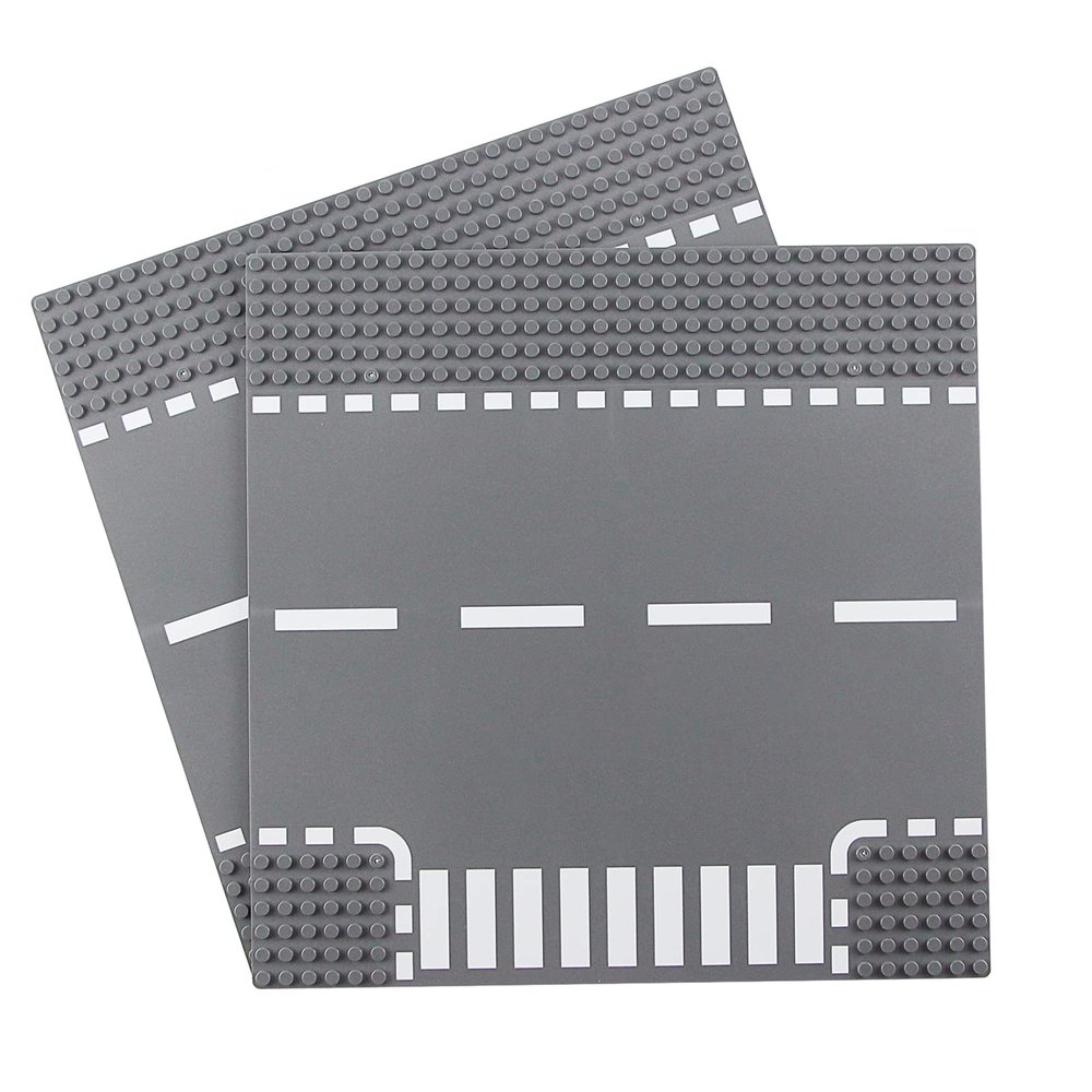 Feleph Classic Road T-Junction Base Plates, City Street Building Kit, 25 x 25 cm Town Baseplate for Building Bricks Compatible with All Major Brands (T-Junction 2) Pieces