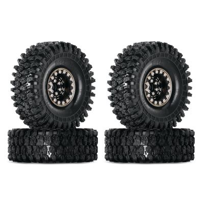 INJORA 1.0 Brass Beadlock Tires Set 4PCS Tires for 1/18 TRX4M 1/24 RC Crawler Car Axial SCX24 FMS FCX24 Gladiator Bronco C10 JLU Deadbolt B17 Upgrade (W1005-T1011)