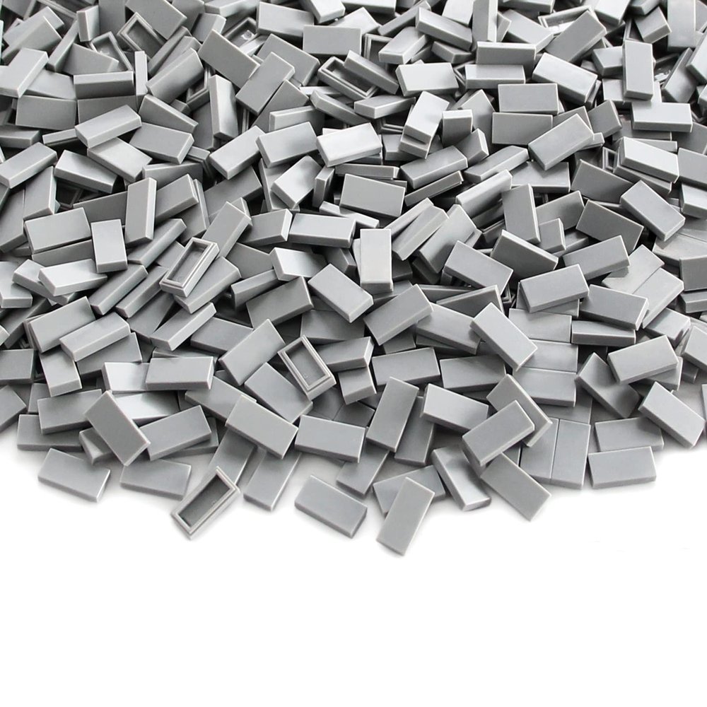 Light Bluish Gray 12 Tile 700 Parts and Pieces Flat MOC Bricks, Bulk Building Blocks for Smooth Surface Wall Floor, Toy Accessories Compatible with Major Brands