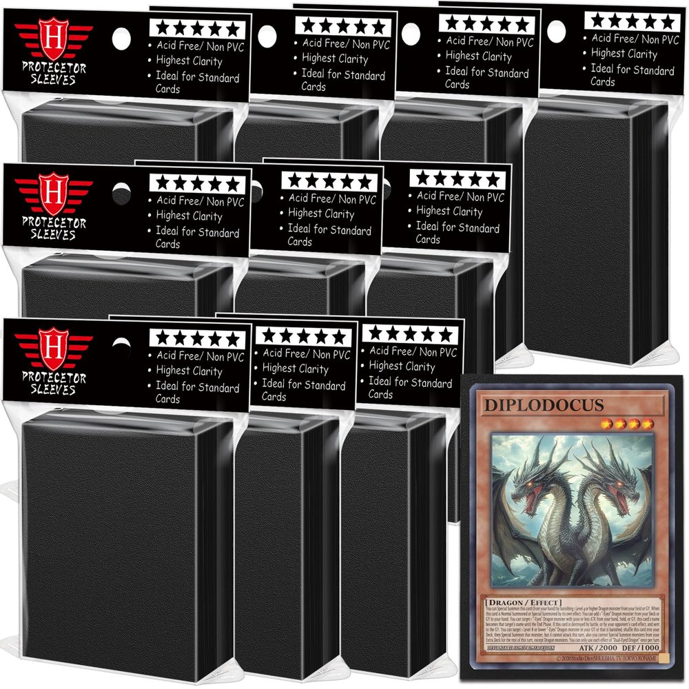 1000 Pcs Black Card Sleeves Toploaders for Trading Cards, Soft Clear Card Protective Sleeves Deck Card Protectors Fit for Baseball Cards, Sports Cards, MTG, Game Card Standard Cards