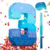 Sratte Number 1 2 3 4 5 6 7 8 9 Piata with Stick Blindfold Confetti, Gradient Blue Piata for Kids Boys Girls Birthday Party Anniversary Decorations Supplies(Number 3) view 1