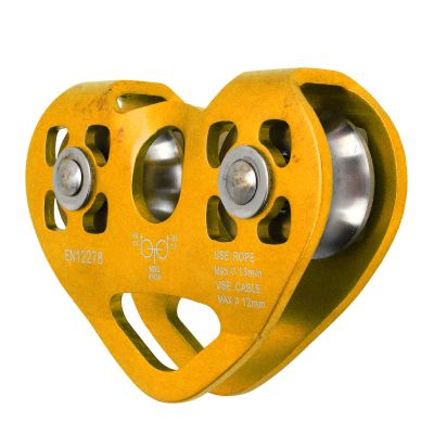 Pulley with Ball Bearing,Double Climbing Zipline Pulley,Heart Shaped Aerial Transport Ropeway Pulley for Scenic Cableway for Rock Climbing Caving Aloft Work Rescue (Gold), Climbing Pulley Double