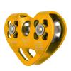Pulley with Ball Bearing,Double Climbing Zipline Pulley,Heart Shaped Aerial Transport Ropeway Pulley for Scenic Cableway for Rock Climbing Caving Aloft Work Rescue (Gold), Climbing Pulley Double view 1