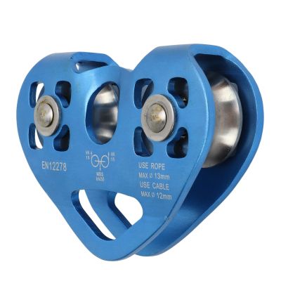 Pulley with Ball Bearing,Double Climbing Zipline Pulley,Heart Shaped Aerial Transport Ropeway Pulley for Scenic Cableway for Rock Climbing Caving Aloft Work Rescue (Blue), Climbing Pulley Double