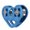 Pulley with Ball Bearing,Double Climbing Zipline Pulley,Heart Shaped Aerial Transport Ropeway Pulley for Scenic Cableway for Rock Climbing Caving Aloft Work Rescue (Blue), Climbing Pulley Double view 1