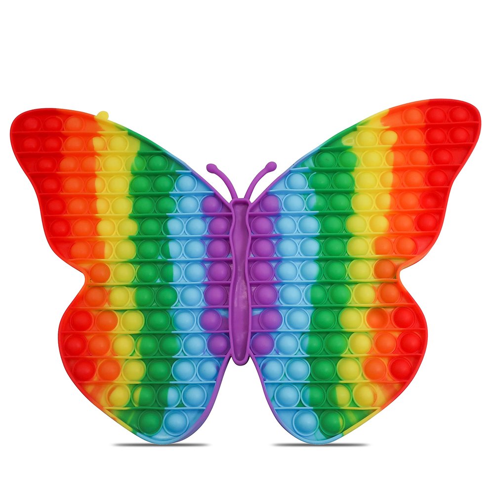 15.5 Inch Bubble Popper Butterfly Fidget Toy, Stress Relieving Push Pop Bubbles Toy, Forest & Twelfth Relaxing Silicon Bubble Poppers Sensory Toy for ADHD, Autistic Kids (Mega Butterfly)
