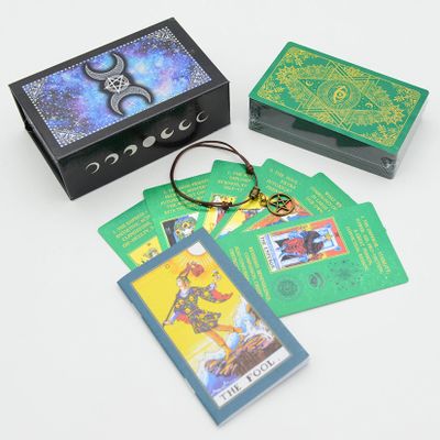 Jayiaine Tarot Cards Deck, with Guidebook Divination Discoloration Water Proof Cards, Fortune Telling Game Set for Family Reunion Beginners Expert Readers for Christmas Birthday, Green