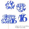 1 Pack Happy Sweet 16 Cake Topper Glitter 16th Birthday Cake Pick for Cheers to 16 Years Old 16th Birthday Party Cake Decorations Supplies Blue view 3