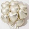 10pc Cream White Heart Balloons - 18 Inch Sand White Heart Shapes for Baby Showers, Weddings, Valentine's Day Decorations view 1