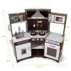 JOYLDIAS Kids Play Kitchen,Corner Wooden Pretend Toddler Kitchen Toys Playset with Realistic Lights & Sounds,Microwave Oven,Water Dispenser, Phone, Sink,Cooking Accessories, for Ages 3+, Brown view 2