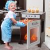 JOYLDIAS Kids Play Kitchen,Corner Wooden Pretend Toddler Kitchen Toys Playset with Realistic Lights & Sounds,Microwave Oven,Water Dispenser, Phone, Sink,Cooking Accessories, for Ages 3+, Brown view 4