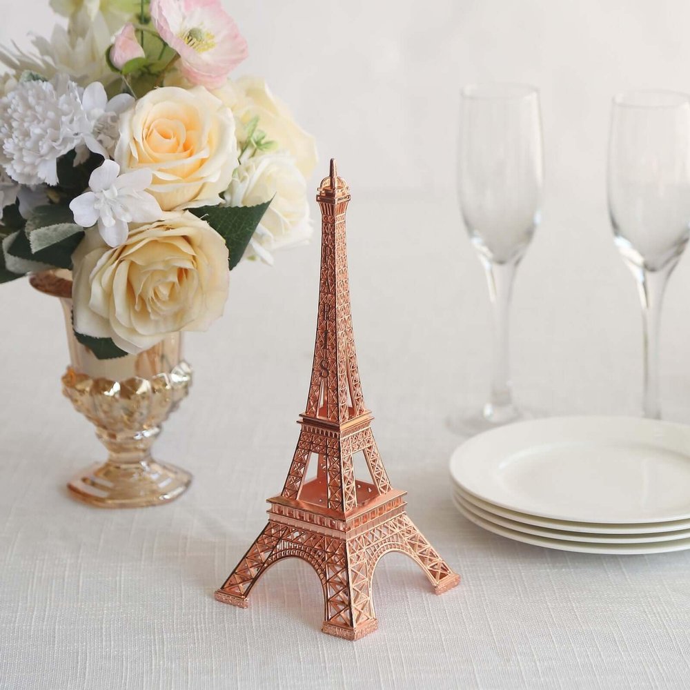 Efavormart 10" | Rose Gold | Eiffel Tower Centerpiece | Eiffel Tower Cake Topper | Decorative figurine