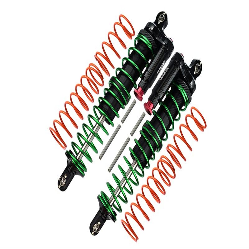 GPM Upgrades Aluminium 6061-T6 Front/Rear L-Shape Piggy Back (Built-in Piston Spring) Adjustable Spring Dampers for 1/5 X-MAXX 6S/8S Monster Truck (77076-4) RC Cars (Black)