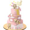 Yinder Bear Cake Toppers Mini Bear Cake Decorations Cake Toppers Gold White Pearl Ball for Birthday Party Decorations(Pink, Brown,Cute Style) view 1