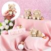 Yinder Bear Cake Toppers Mini Bear Cake Decorations Cake Toppers Gold White Pearl Ball for Birthday Party Decorations(Pink, Brown,Cute Style) view 2