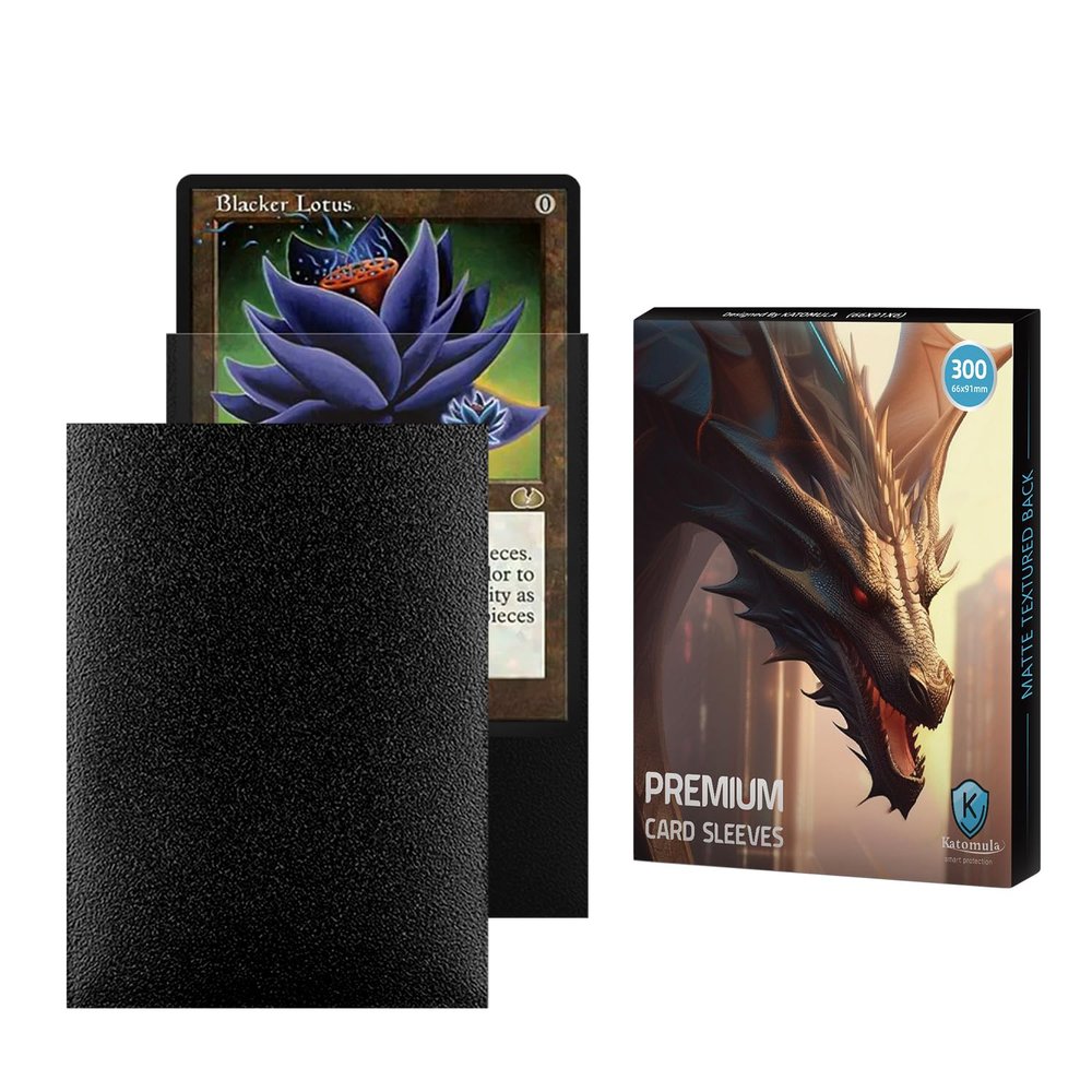 Black MTG Card Sleeves 300CT, Matte Textured Back Card Sleeve Deck Card Protectors, Standard Size Card Sleeves for MTG, Baseball Card, Sports Cards, Game Card