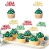 24 Pack Red Merry Christmas Cupcake Toppers Glitter Christmas Holiday Cupcake Picks Merry Christmas Xmas Theme Party Cake Decorations Supplies view 1