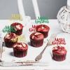 24 Pack Red Merry Christmas Cupcake Toppers Glitter Christmas Holiday Cupcake Picks Merry Christmas Xmas Theme Party Cake Decorations Supplies view 3