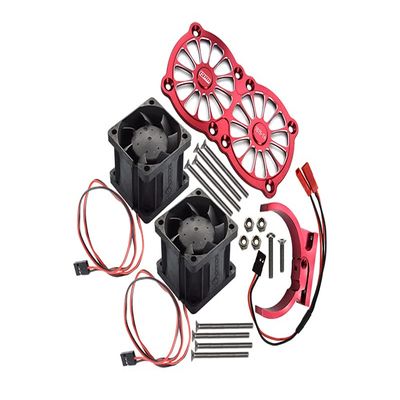 GPM Upgrades Aluminum 7075-T6 Motor Heatsink with Dual Cooling Fan and Adjustable Mount for 1/5 Kraton 8S BLX Monster Truck (ARA110002) (ARA5810) 1/5 X-MAXX XO-01 RC Cars (red)