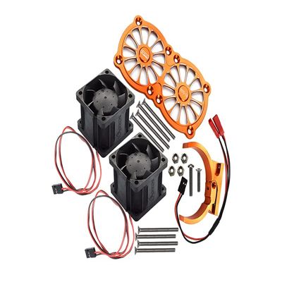 GPM Upgrades Aluminum 7075-T6 Motor Heatsink with Dual Cooling Fan and Adjustable Mount for 1/5 Kraton 8S BLX Monster Truck (ARA110002) (ARA5810) 1/5 X-MAXX XO-01 RC Cars (Orange)