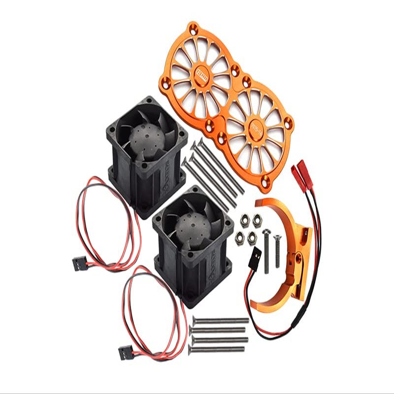GPM Upgrades Aluminum 7075-T6 Motor Heatsink with Dual Cooling Fan and Adjustable Mount for 1/5 Kraton 8S BLX Monster Truck (ARA110002) (ARA5810) 1/5 X-MAXX XO-01 RC Cars (Orange)